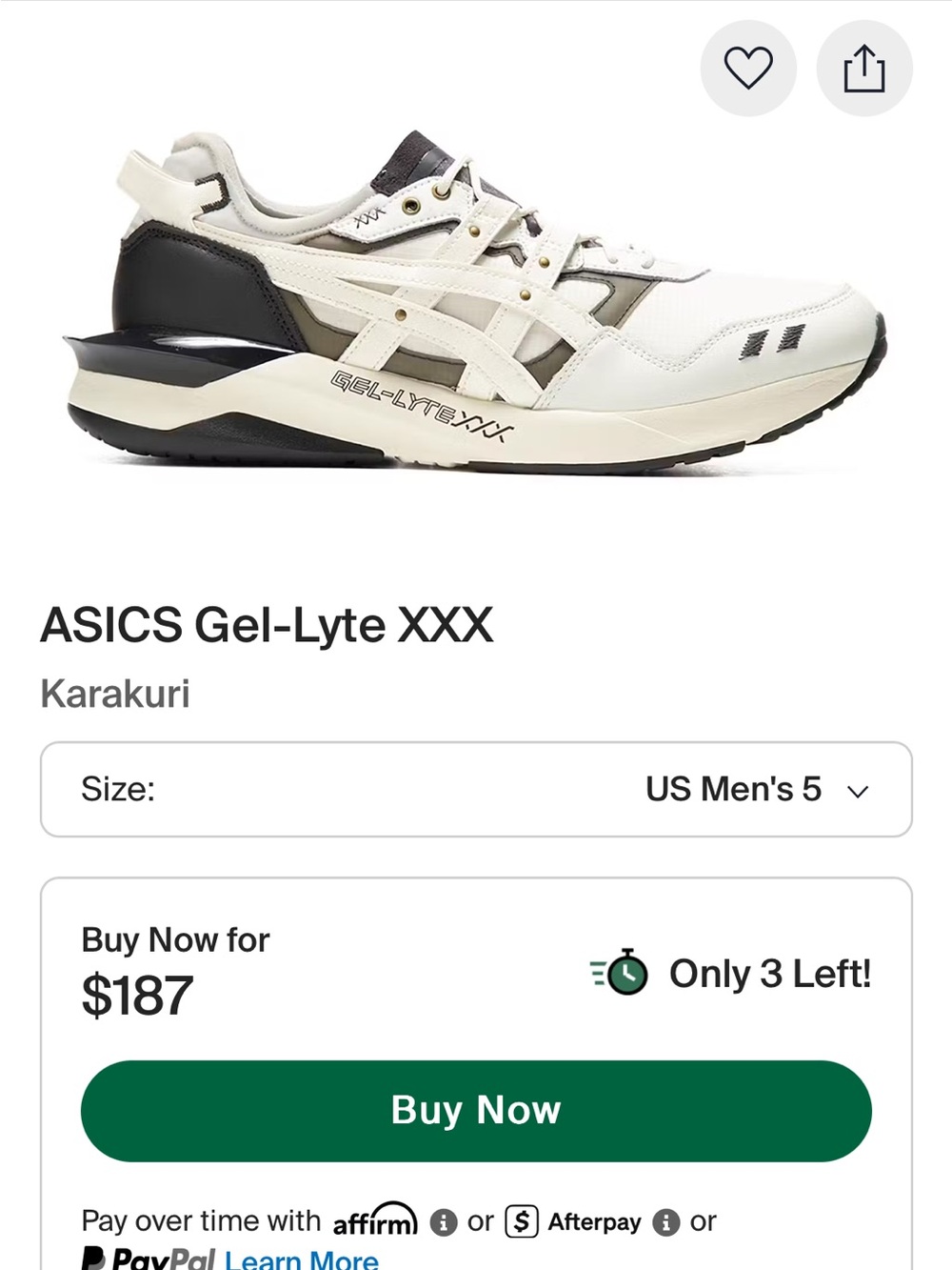 Asics GEL-LYTE XX Men's Cream & Black Athletic Sneakers